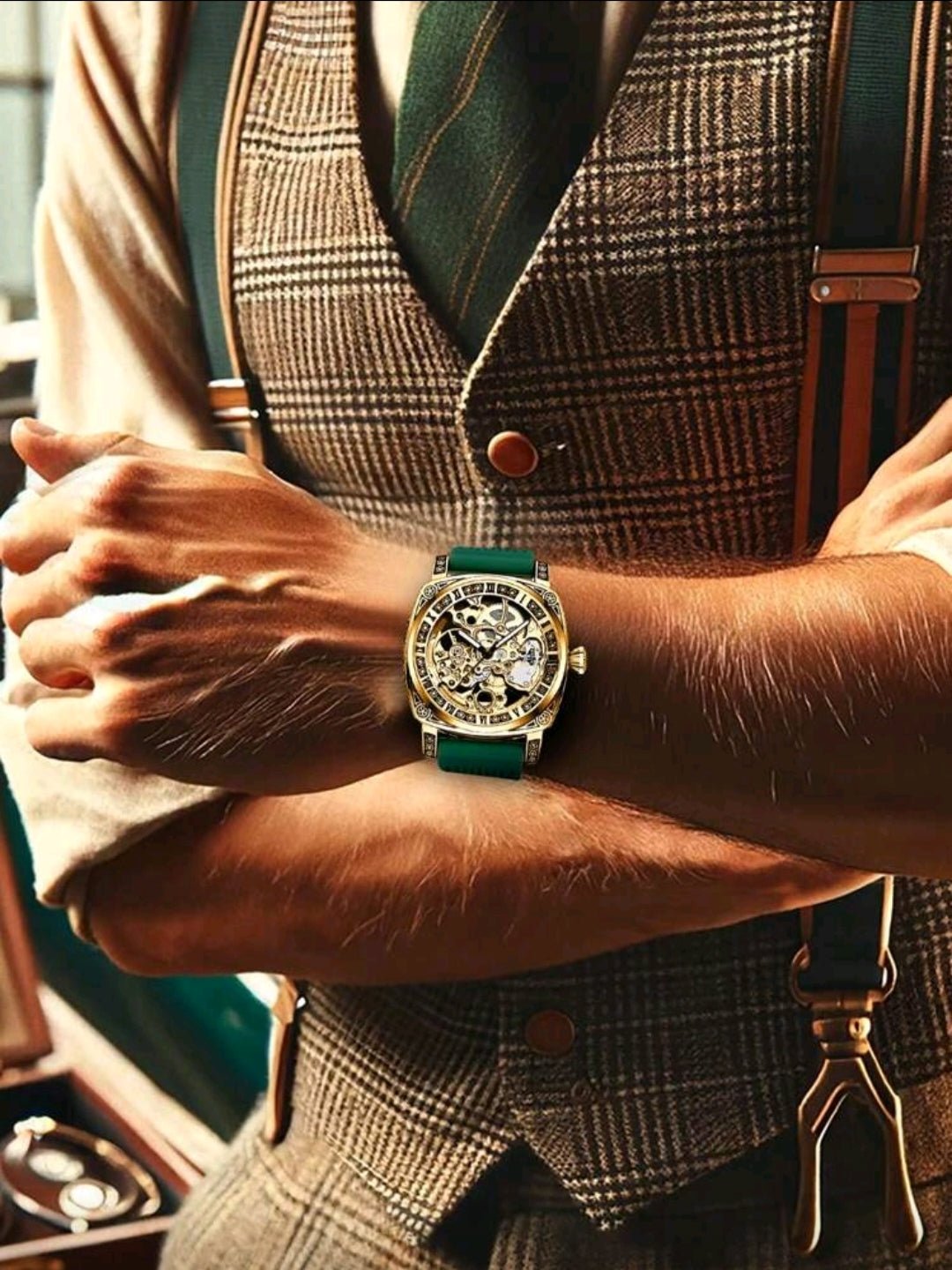 تشوف كل حركة جوه الساعة ترس بیلف نبضة ميكانيكية مستمرة، وشكل يخطف العين أول ما تلبسها